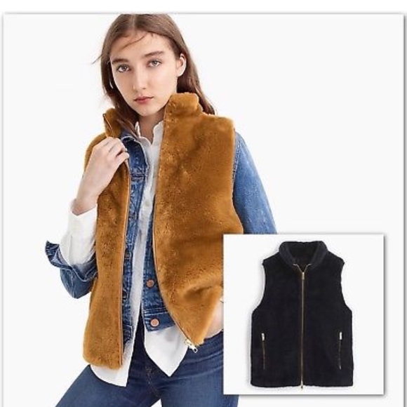 J. Crew excursion faux fur vest - Picture 2 of 8